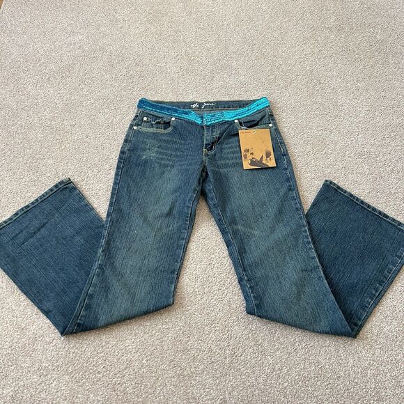 Vintage Y2K Dfx Jeans Sequin Belt Wrap Around Low Rise Wide Leg 7 - Picture 1 of 8